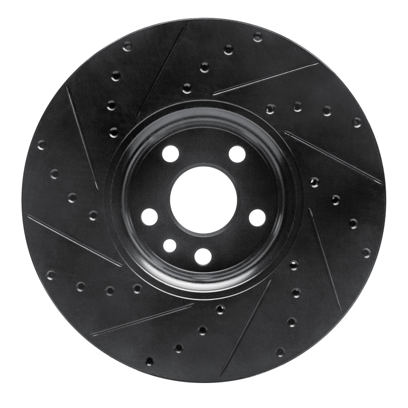 Volvo XC60 Brake Rotor (1) - Front Right - R1 Concepts - Drilled & Slotted - Black - `10-`16